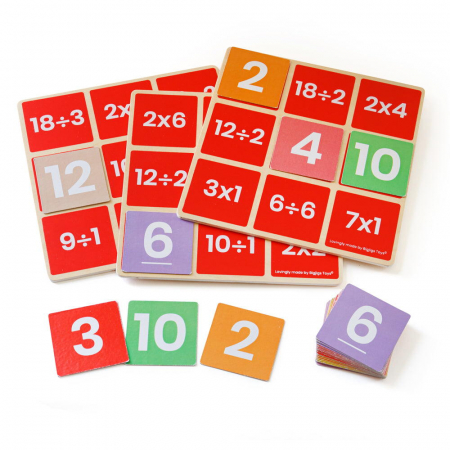 Oktató játékok - BIGJIGS Toys-Bingo matematic - Inmultiri si impartiri