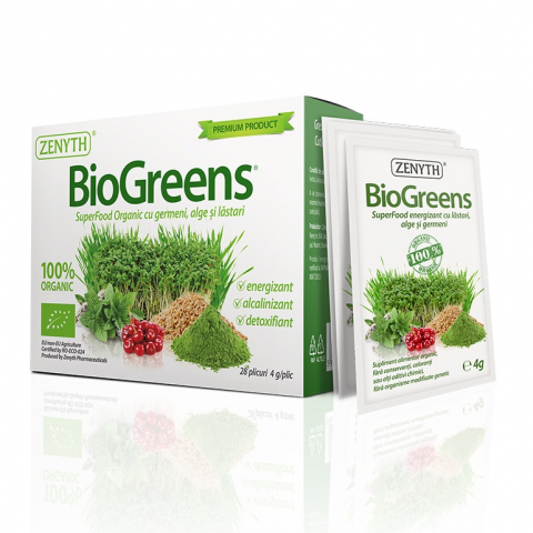 Zenyth-BioGreens SuperFood Organic cu germeni, alge si lastari, 28 plicuri, Zenyth [2]