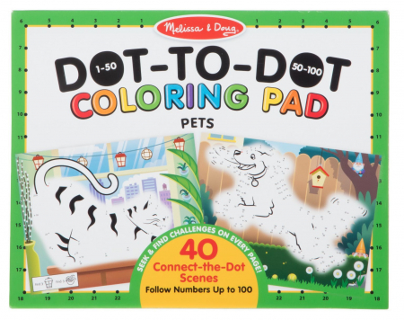 Játékok 4 éves kortól - Melissa & Doug Bloc cu desenat punct cu punct Animale si numere - Melissa and Doug
