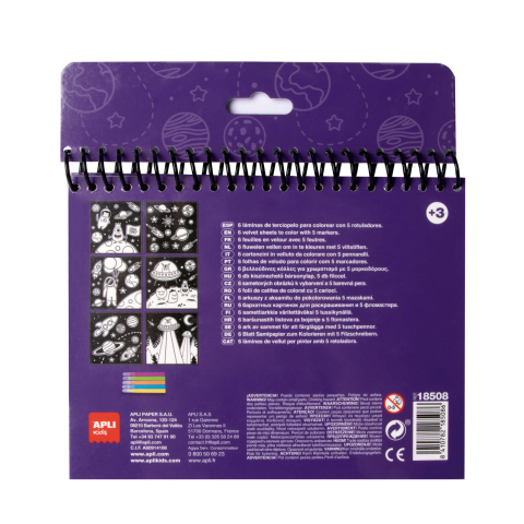 Apli-Bloc de colorat din catifea neagra, Spatiu, APLI, include 5 markere [1]