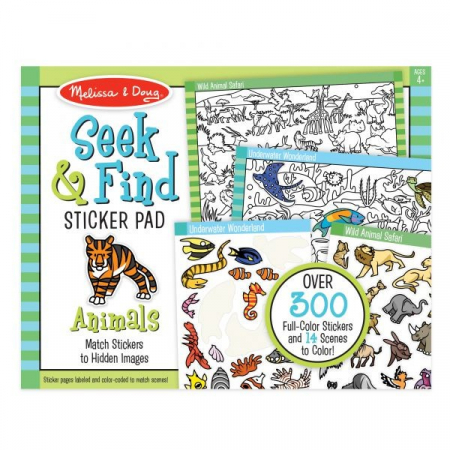 Játékok 6 éves kortól - Melissa & Doug Bloc de colorat si abtibilduri Cauta si gaseste Animale