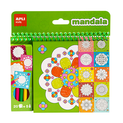Jucarii educative - Apli-Bloc de desen APLI Mandala, cu creioane colorate incluse