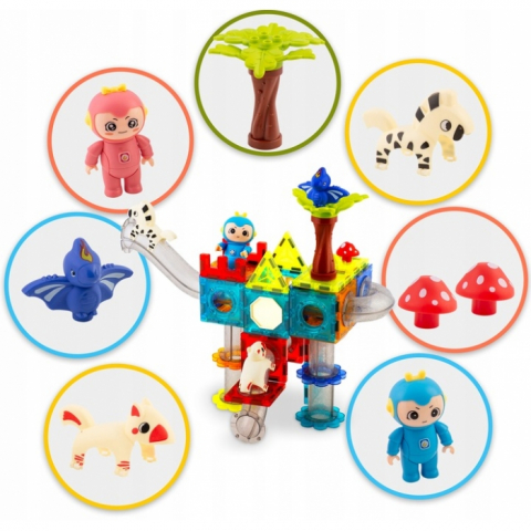 Blocuri magnetice, 107 elemente, Paradisul Dinozaurilor Ricokids RK-757 [1]