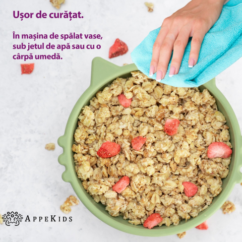 Bol din silicon, AppeKids, Kitty I - Raw Green [2]