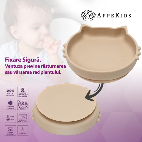APPEKIDS-Bol din silicon, AppeKids, Kitty II - Bubble Beige [2]