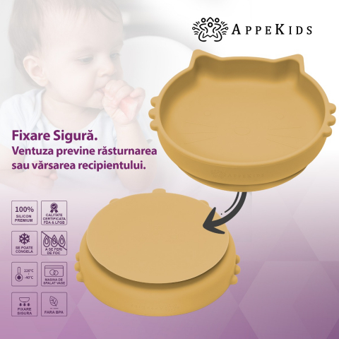 APPEKIDS-Bol din silicon, AppeKids, Kitty II - Honey [2]