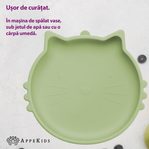Bol din silicon, AppeKids, Kitty II - Raw Green [3]