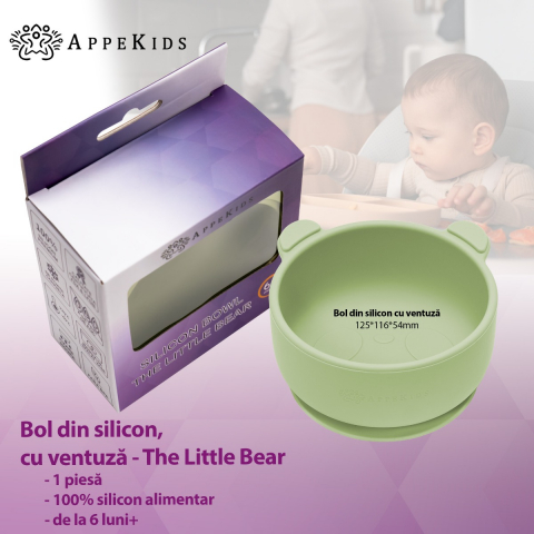 Bol din silicon cu ventuza, AppeKids, The Little Bear - Raw Green [1]