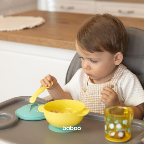 Bol Galben Cu Ventuza, Capac Si Lingurita Baboo 6 luni+ [7]