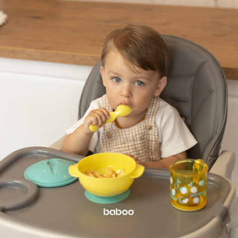 Bol Galben Cu Ventuza, Capac Si Lingurita Baboo 6 luni+ [6]