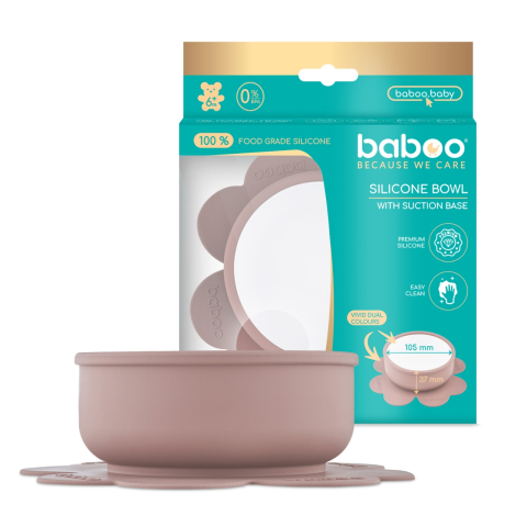 Oktató játékok - Bol Silicon cu Ventuza Baboo - roz, 6 luni+