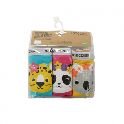 Boxeri din bumbac organic, pentru fete, Zoocchini Flower Power, 5-6 ani - set 3 buc [1]