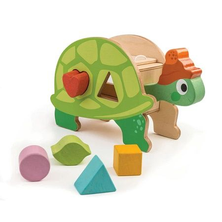 Broasca testoasa didactica, din lemn premium - Tortoise Shape Sorter - 6 piese - Tender Leaf Toys  [1]
