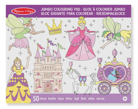 Jucarii sub 50 RON - Melissa & Doug Caiet jumbo cu desene pentru colorat Printese si zane Melissa and Doug