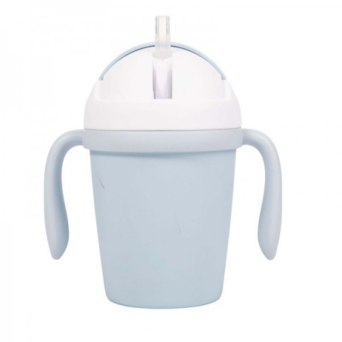 Accesorii hranire - Cana Bo Jungle cu pai biodegradabila bleu 250 ml