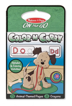 Játékok 50 RON alatt - Melissa & Doug Carnet de colorat pentru calatorie Animale Litere si cuvinte Melissa and Doug