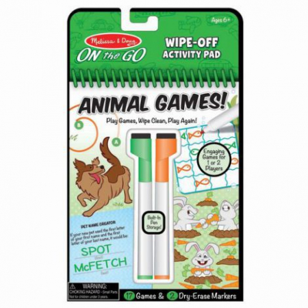 Jucarii sub 50 RON - Melissa & Doug Carnet reutilizabil cu activitati si jocuri Animale -Melissa And Doug