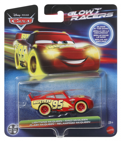Játékok 3-5 éveseknek - Cars Glow Racers Masinuta Metalica Fulger Mcqueen 1:55