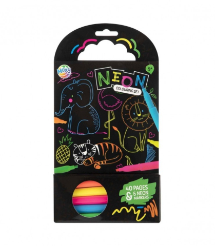 Oktató játékok - Carte de colorat cu carioci neon - Animalute