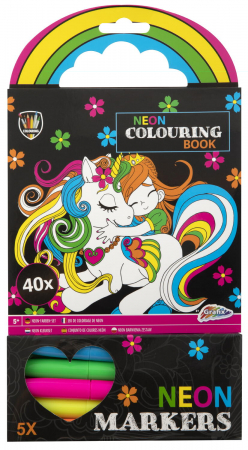 Jucarii +3 Ani - Grafix Carte de colorat cu carioci neon - Unicorn