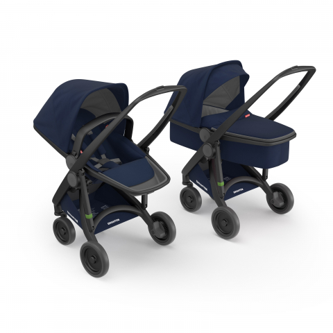 Jucarii 0-12 luni - Greentom-Carucior 2 in 1, Greentom, 100% Ecologic, Black Blue