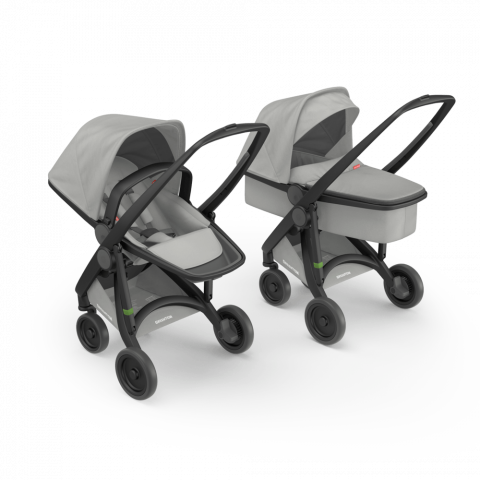 Jucarii 0-12 luni - Greentom-Carucior 2 In 1, Greentom, 100% Ecologic, Black Grey 