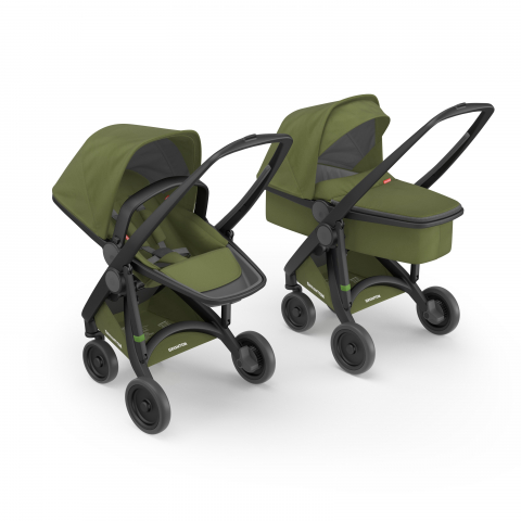 Jucarii 0-12 luni - Greentom-Carucior 2 in 1, Greentom, 100% Ecologic, Black Olive