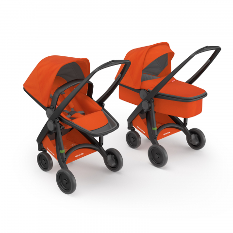 Jucarii 0-12 luni - Greentom-Carucior 2 in 1, Greentom, 100% Ecologic, Black Orange