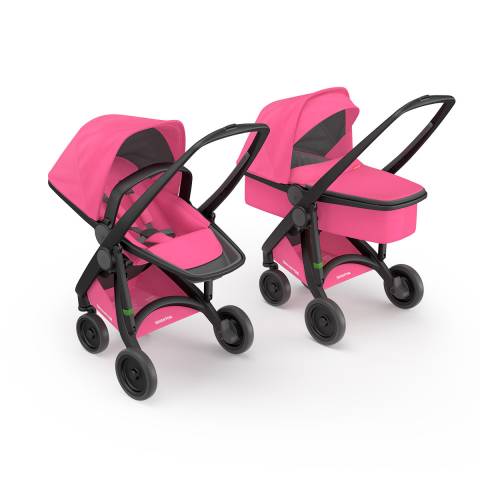 Jucarii 0-12 luni - Greentom-Carucior 2 In 1, Greentom, 100% Ecologic, Black Pink