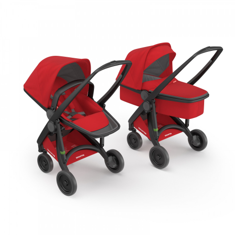 Jucarii 0-12 luni - Greentom-Carucior 2 In 1, Greentom, 100% Ecologic, Black Red