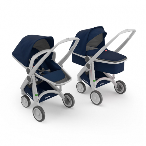 Jucarii 0-12 luni - Greentom-Carucior 2 In 1, Greentom, 100% Ecologic, Grey Blue