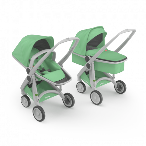 Jucarii 0-12 luni - Greentom-Carucior 2 In 1, Greentom, 100% Ecologic, Grey Mint