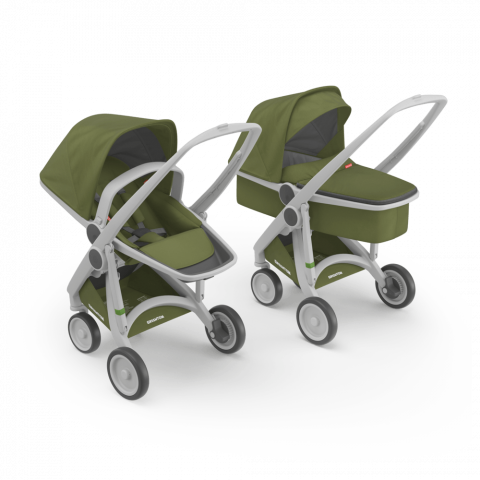 Jucarii 0-12 luni - Greentom-Carucior 2 In 1, Greentom, 100% Ecologic, Grey Olive