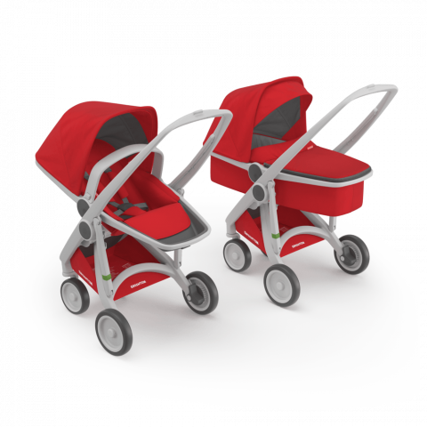 Jucarii 0-12 luni - Greentom-Carucior 2 In 1, Greentom, 100% Ecologic, Grey Red