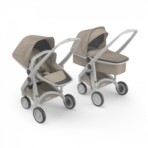 Jucarii 0-12 luni - Greentom-Carucior 2 In 1, Greentom, 100% Ecologic, Grey Sand