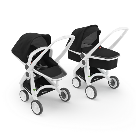 Jucarii 0-12 luni - Greentom-Carucior 2 In 1, Greentom, 100% Ecologic, White Black