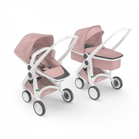Jucarii 0-12 luni - Greentom-Carucior 2 In 1, Greentom, 100% Ecologic, White Blossom