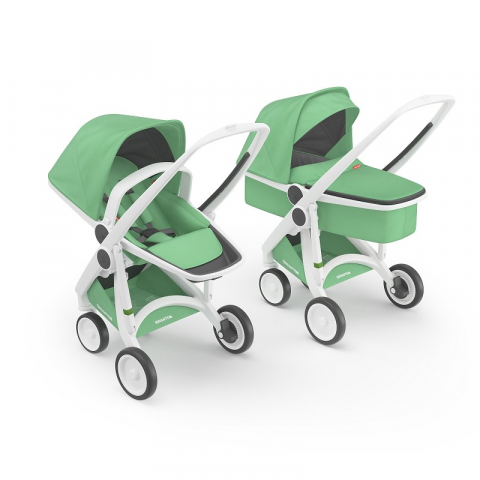 Jucarii 0-12 luni - Greentom-Carucior 2 In 1, Greentom, 100% Ecologic, White Mint