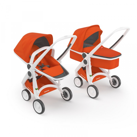 Jucarii 0-12 luni - Greentom-Carucior 2 In 1, Greentom, 100% Ecologic, White Orange