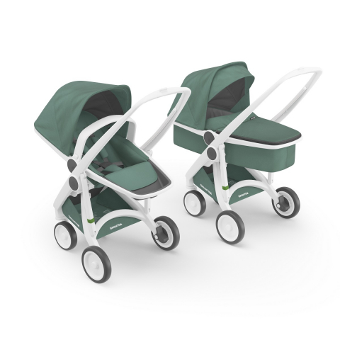 Jucarii 0-12 luni - Greentom-Carucior 2 In 1, Greentom, 100% Ecologic, White Sage