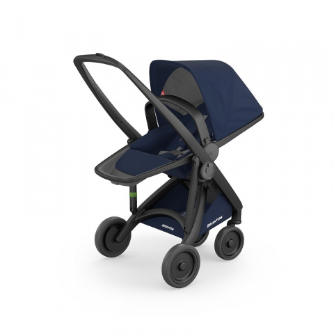 Jucarii 0-12 luni - Greentom-Carucior, Greentom, Reversible, 100% Ecologic, Black Blue