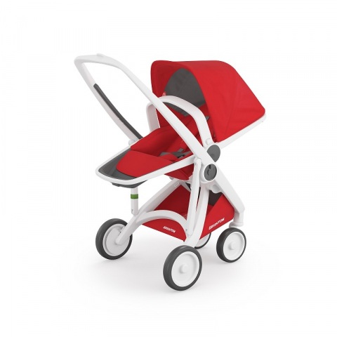 Jucarii 0-12 luni - Greentom-Carucior, Greentom, Reversible, 100% Ecologic, White Red