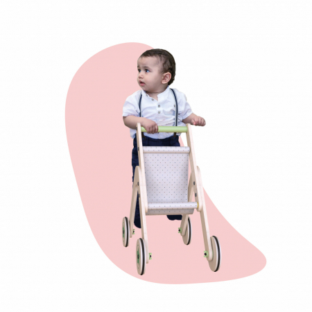 MamaToyz Carucior pentru papusi si antepremergator din lemn 2 in 1 MamaToyz [3]