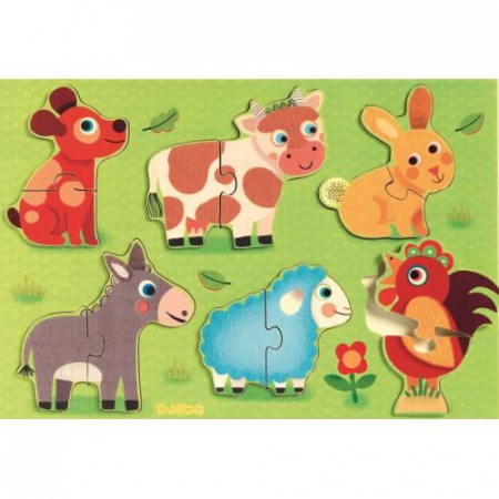 Cadouri botez - Djeco-Puzzle-Coucou-Animalute-de-la-ferma