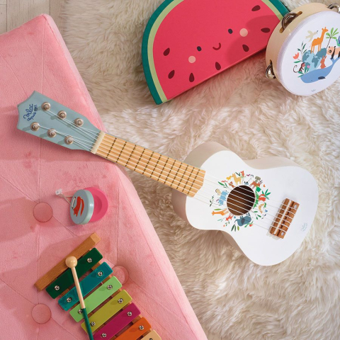 Chitara alba din lemn cu animale - Sarah Betz - Vilac [2]