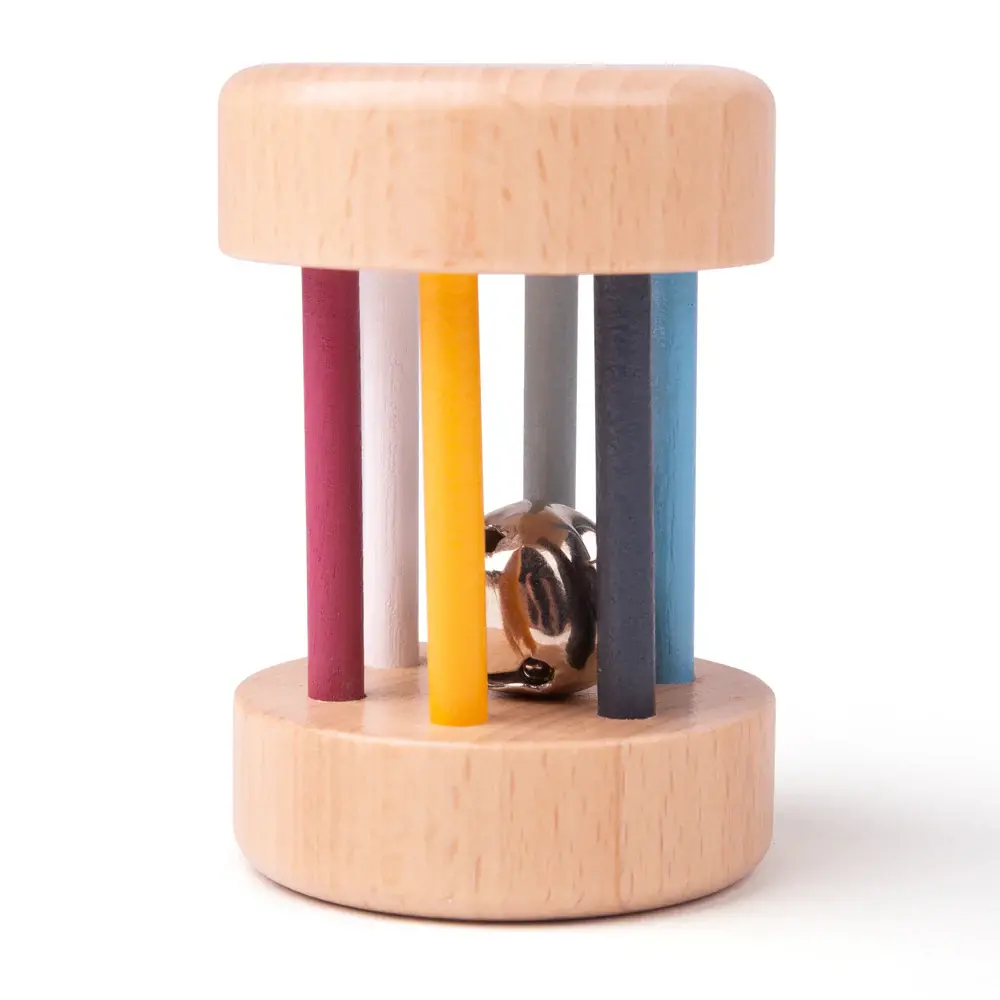 Jucarii 1-3 ani - BIGJIGS Toys-Cilindru din lemn cu zornaitoare