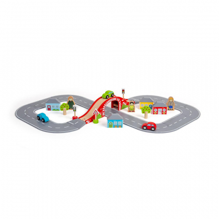 Jocuri si Jucarii Educative - BIGJIGS Toys-Circuit auto - Orasul (36 piese)