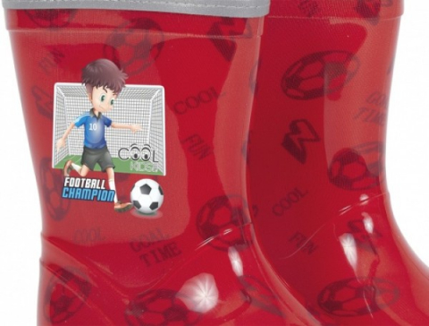 Ajándékok gyerekeknek - Cizme de cauciuc Perletti Fotbal marime 28 29 rosii