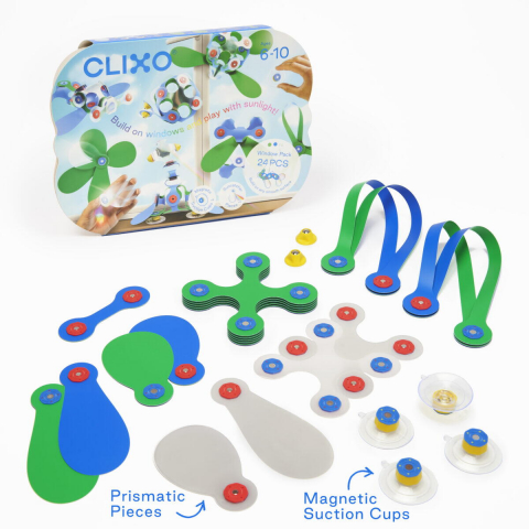 Cadouri copii - Clixo-Clixo joc magnetic de construit - Arta pe geam (24 piese)
