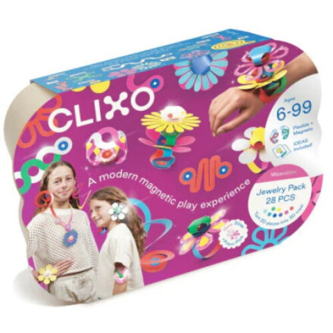 Jucarii educative - Clixo-Clixo® joc magnetic de construit - Bijuterii colorate (28 piese)